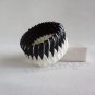 Recycled Bottle Caps Bracelet/two tone stripe bangle(31)-black and off-white ribbon wrapped/women