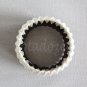 Recycled Bottle Caps Bracelet/two tone stripe bangle(31)-black and off-white ribbon wrapped/women