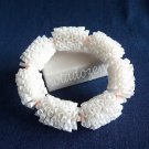 Upcycled Drinking Straw Garland Bracelet (3)-White straws and pink beads bangle/Handmade Jewelry