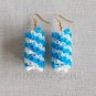 1 pair of handmade upcycled drinking straws dangle&drop earrings#3 white blue braided garland
