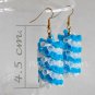 1 pair of handmade upcycled drinking straws dangle&drop earrings#3 white blue braided garland