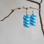 1 pair of handmade upcycled drinking straws dangle&drop earrings#3 white blue braided garland