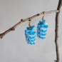 1 pair of handmade upcycled drinking straws dangle&drop earrings#3 white blue braided garland