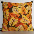 Colorful leaves on 16"x16" batik painted cushion cover