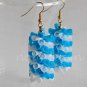 1 pair of handmade upcycled drinking straws dangle&drop earrings#3 white blue braided garland