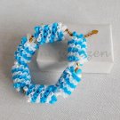 Upcycled Drinking Straw Bracelet(5)- Blue and white braided chain&linked bracelet handmade Jewelry