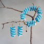 Upcycled Drinking Straw Bracelet(5)- Blue and white braided chain&linked bracelet handmade Jewelry