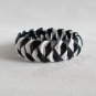 Upcycled Plastic rings of Bottle caps bracelet/bangle fishbone stitch(33)- black ribbon wrapped