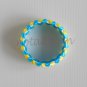 Upcycled Plastic rings of Bottle caps bracelet Blue&Yellow ribbon chevron #34 handmade jewelry