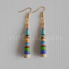 1 pair of handmade upcycled vintage colored conical paper beads dangle&drop earrings #2