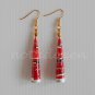 1 pair of handmade upcycled unique Red conical paper beads dangle&drop earrings #4