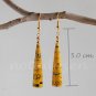 1 pair of handmade upcycled yellow conical paper beads dangle&drop earrings #5