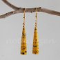 1 pair of handmade upcycled yellow conical paper beads dangle&drop earrings #5