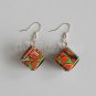 1 pair of handmade upcycled cubical paper beads, dangle&drop earrings #2/Red Square Russia