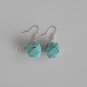 1 pair of handmade upcycled woven paper ball, bluish green dangle&drop earrings #8