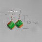 1 pair of handmade upcycled cubical paper beads, green, orange and blue dangle&drop earrings #9