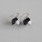 1 pair of handmade upcycled woven paper ball, black and white dangle&drop earrings #10