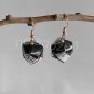 1 pair of handmade upcycled woven paper ball, black and white dangle&drop earrings #10