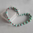 Upcycled bluish green woven paper beads and red wooden beads necklace 18 inches #1-Handmade jewelry Upcycled bluish green woven paper beads and red wooden beads necklace 18 inches #1-Handmade jewelry
