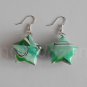 1 pair of handmade Upcycled green Origami Star paper beads dangle&drop earrings #11