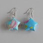 1 pair of handmade Upcycled light blue Origami Star paper beads dangle&drop earrings #12