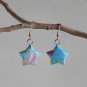 1 pair of handmade Upcycled light blue Origami Star paper beads dangle&drop earrings #12