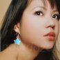 1 pair of handmade Upcycled light blue Origami Star paper beads dangle&drop earrings #12