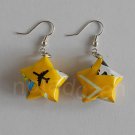 1 pair of handmade Upcycled brilliant yellow Origami Star paper beads dangle&drop earrings #13