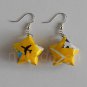 1 pair of handmade Upcycled brilliant yellow Origami Star paper beads dangle&drop earrings #13