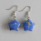 1 pair of handmade Upcycled blue Origami Star paper beads dangle&drop earrings #14