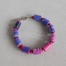 Upcycled Pink, Purple cylindrical paper beads and pink wooden beads bracelet (8)-Handmade jewelry