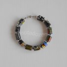 Upcycled Black cylindrical paper beads and metal beads bracelet (9)-Handmade women jewelry Upcycled Black cylindrical paper beads and metal beads bracelet (9)-Handmade women jewelry