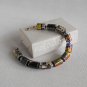Upcycled Black cylindrical paper beads and metal beads bracelet (9)-Handmade women jewelry
