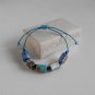 Upcycled blue paper beads and wooden beads sliding cotton cord bracelet#10-handmade jewelry