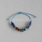 Upcycled blue paper beads and wooden beads sliding cotton cord bracelet#10-handmade jewelry
