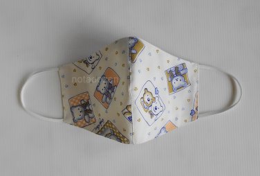Handmade 3D Face Mask-washable and reusable with filter pocket and nose wire/little bear(#15)