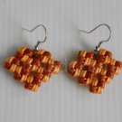 1 pair of Cream and Brown heart macrame recycled paper dangle&drop earrings#handmade#1