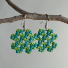 1 pair of Dark and light green macrame recycled paper dangle&drop earrings#handmade#2