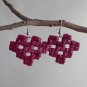 1 pair of Purple heart macrame recycled paper dangle&drop earrings#handmade#3