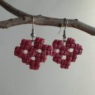 1 pair of Pink heart macrame recycled paper dangle&drop earrings#handmade#4