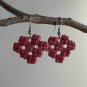 1 pair of Pink heart macrame recycled paper dangle&drop earrings#handmade#4