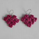 1 pair of Purple heart macrame recycled paper dangle&drop earrings#handmade#3