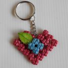 Pink and blue flower in heart macrame recycled paper keychain#2 Pink and blue flower in heart macrame recycled paper keychain#2