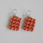 1 pair of Pink and cream macrame recycled paper dangle&drop earrings#handmade#6