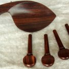 Violin Chinrest Rosewood W Chrome Plated Bracket & 4 Rosewood Pegs SHIPPED FREE