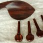 Violin Chinrest Rosewood W Chrome Plated Bracket & 4 Rosewood Pegs SHIPPED FREE