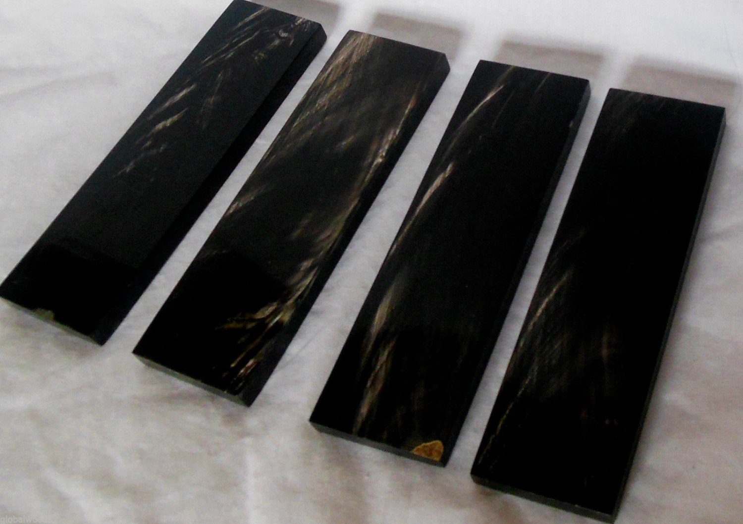 4 Buffalo Streaked Horn Knife Scales 5x1.5x3/8 Knifesmith Razorsmith