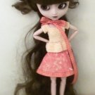 Yellow crochet top & orange print skirt (fits Pullip, Dal, Momoko, J-Doll, Blythe)