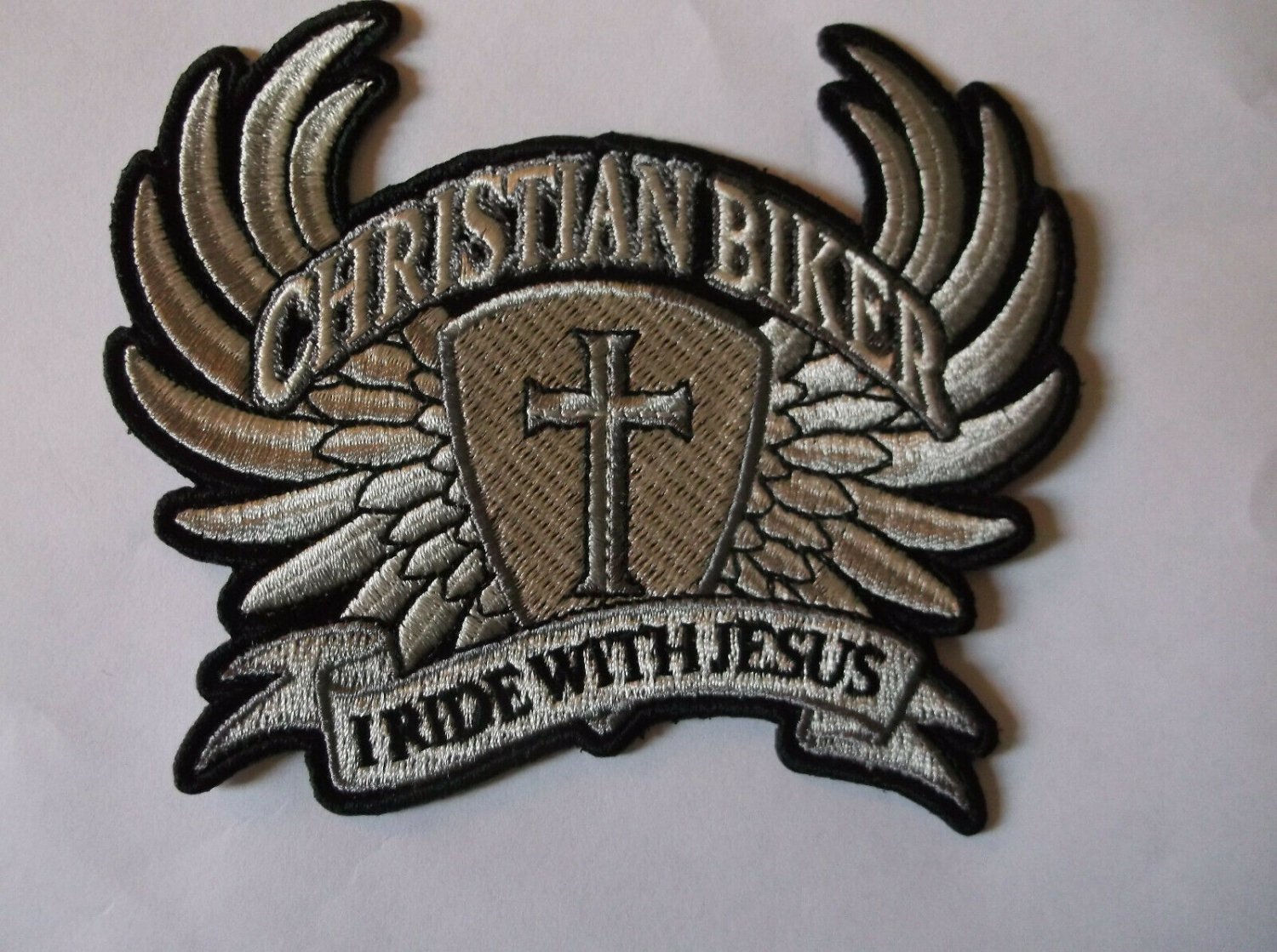 Christian Biker I Ride With Jesus Biker Patch