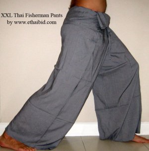 Thai Rayon FISHERMAN Pants Yoga Trousers GRAY 2XL PLUS SIZE XXL